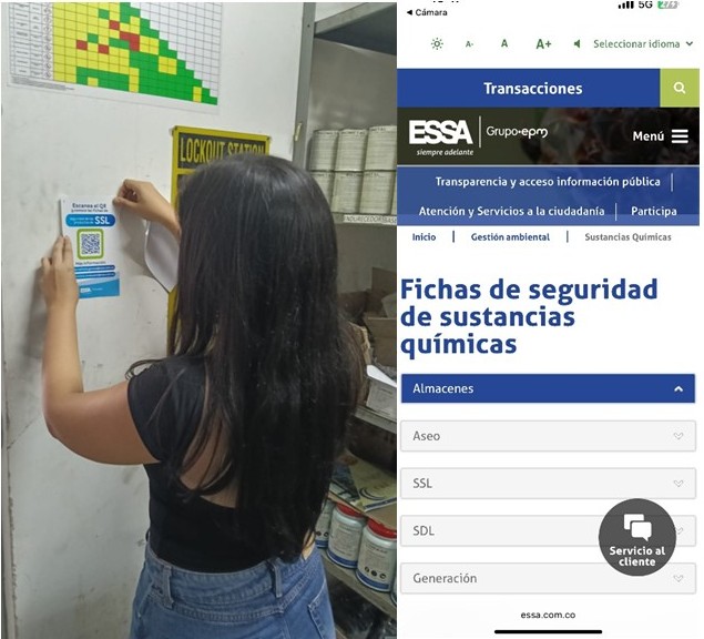persona pegando QR en la pared persona pegando QR en la pared